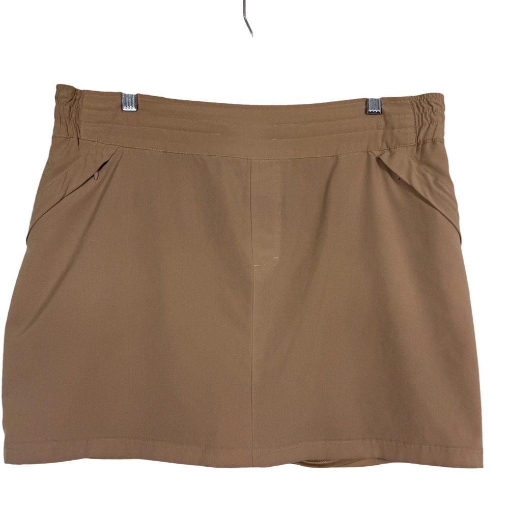 Sahalie Womens Tan Active Skort Elastic Waist Zipper Pockets Beige Size L